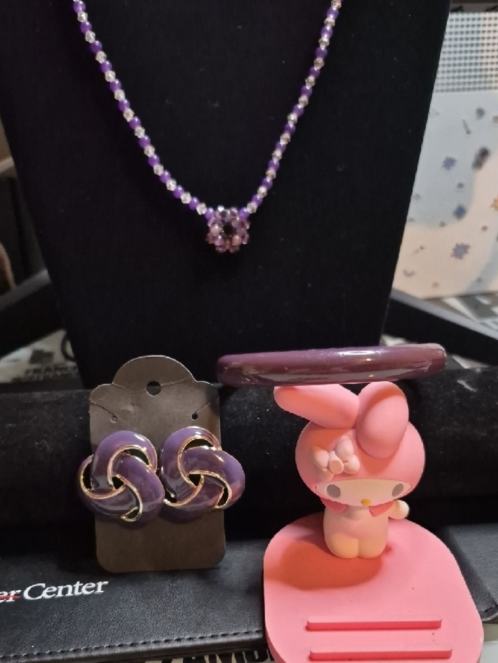 Purple Gold-Tone Knot Earrings - Women Jewelry